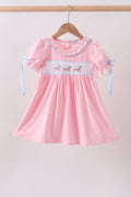 Pink carousel smocked ruffle dress