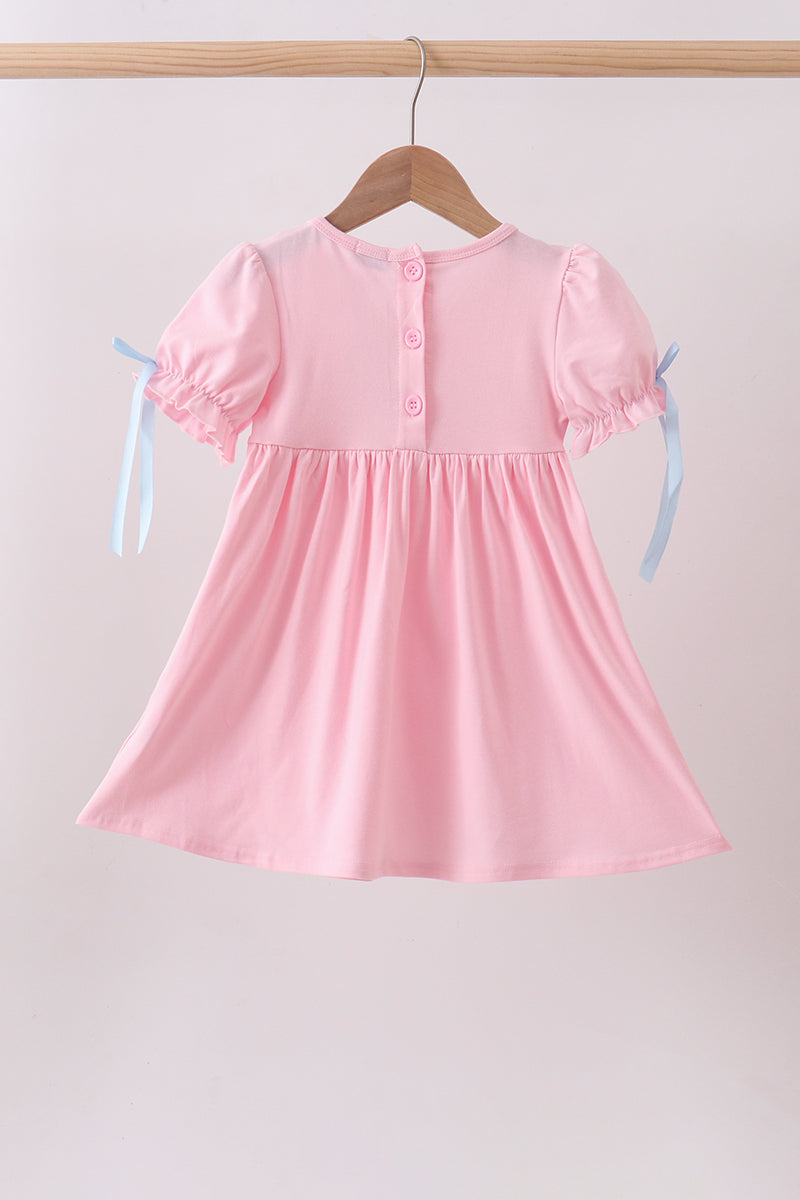 Pink carousel smocked ruffle dress