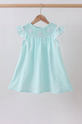 Blue starfish smocked jacquard ruffle dress