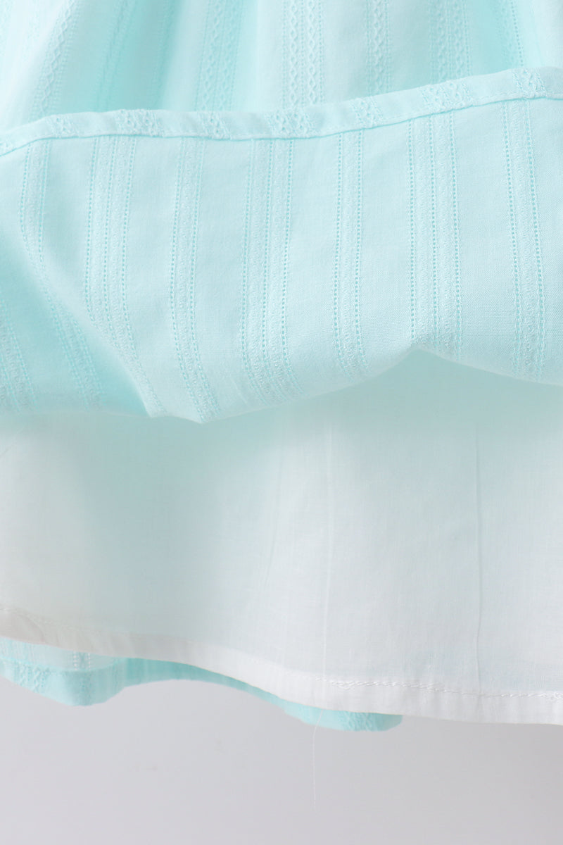 Blue starfish smocked jacquard ruffle dress