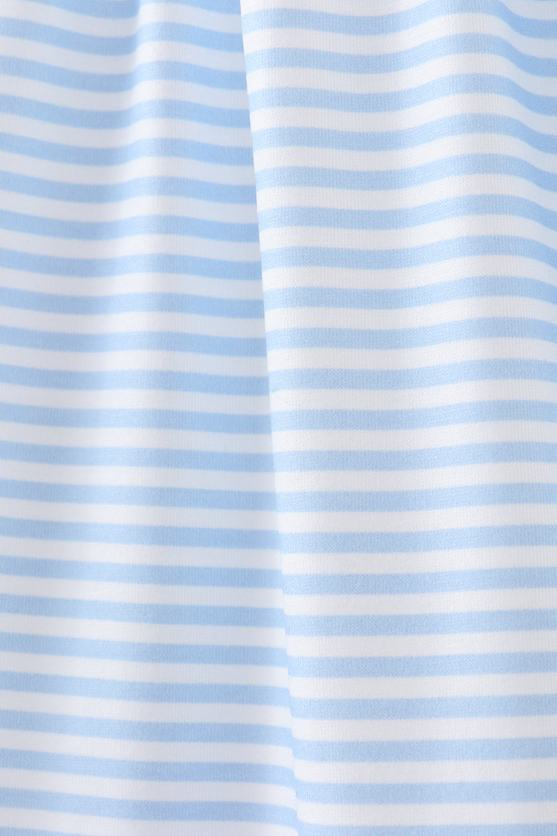 Blue stripe duck french knot ruffle dress