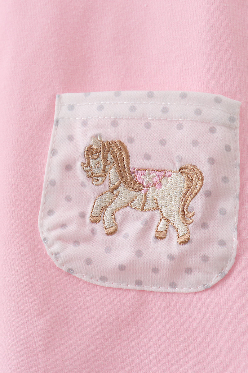 Pink carousel embroidery ruffle bloomer set