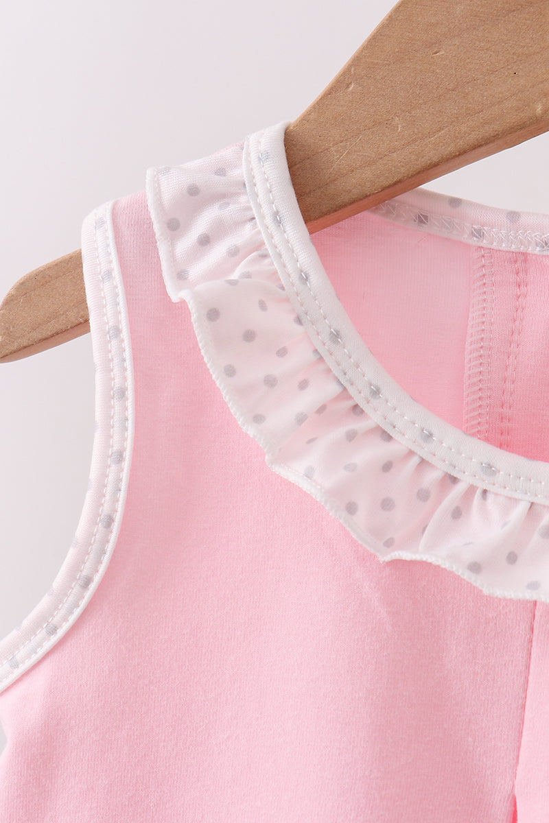 Pink carousel embroidery ruffle bloomer set