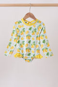 Lemon print ruffle rashguard