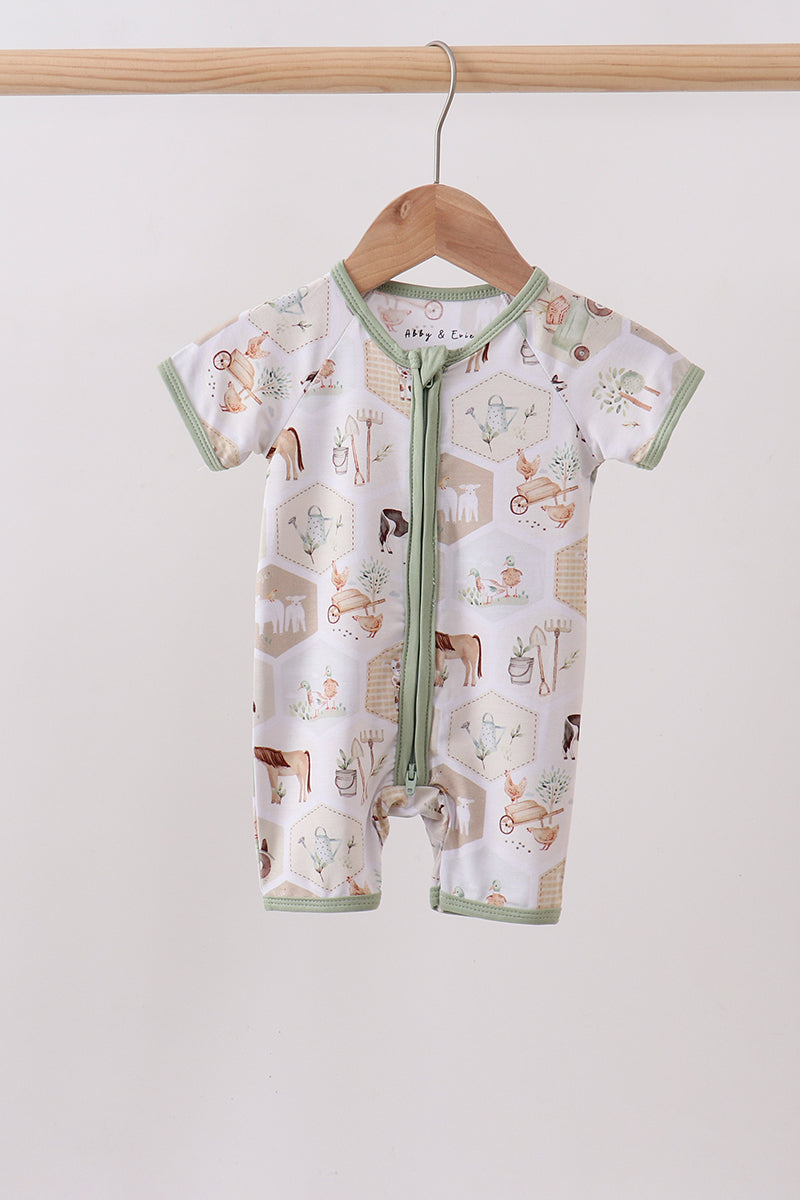 Farm animal bamboo romper