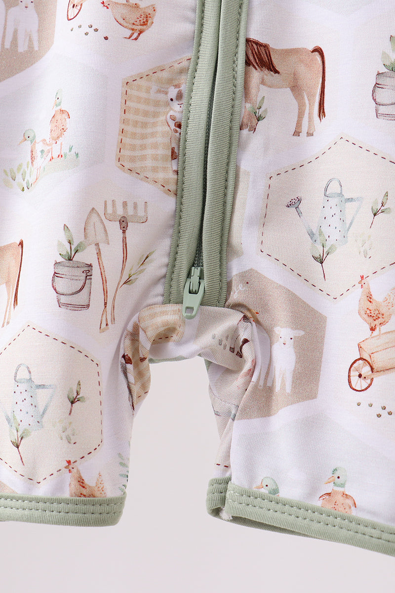 Farm animal bamboo romper