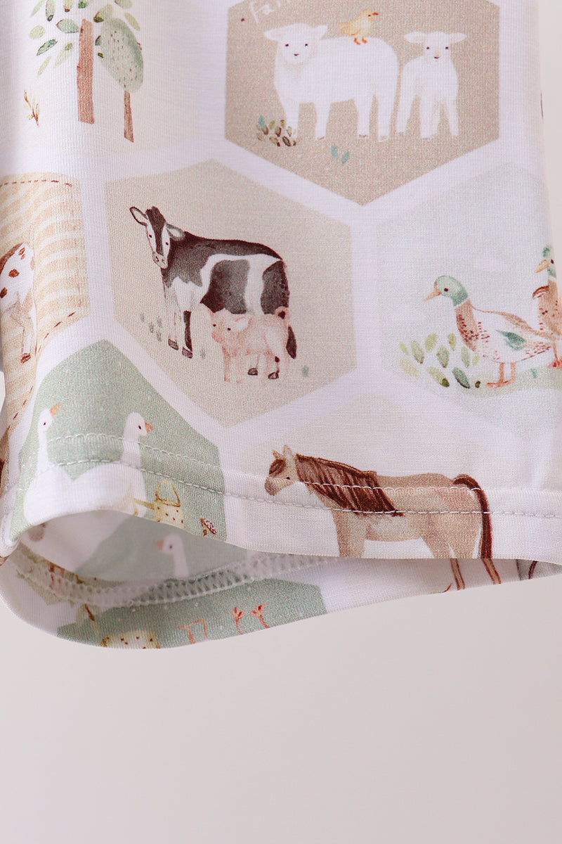 Farm animal bamboo pajama set