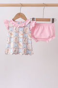 Pink puppy floral ruffle bloomer set
