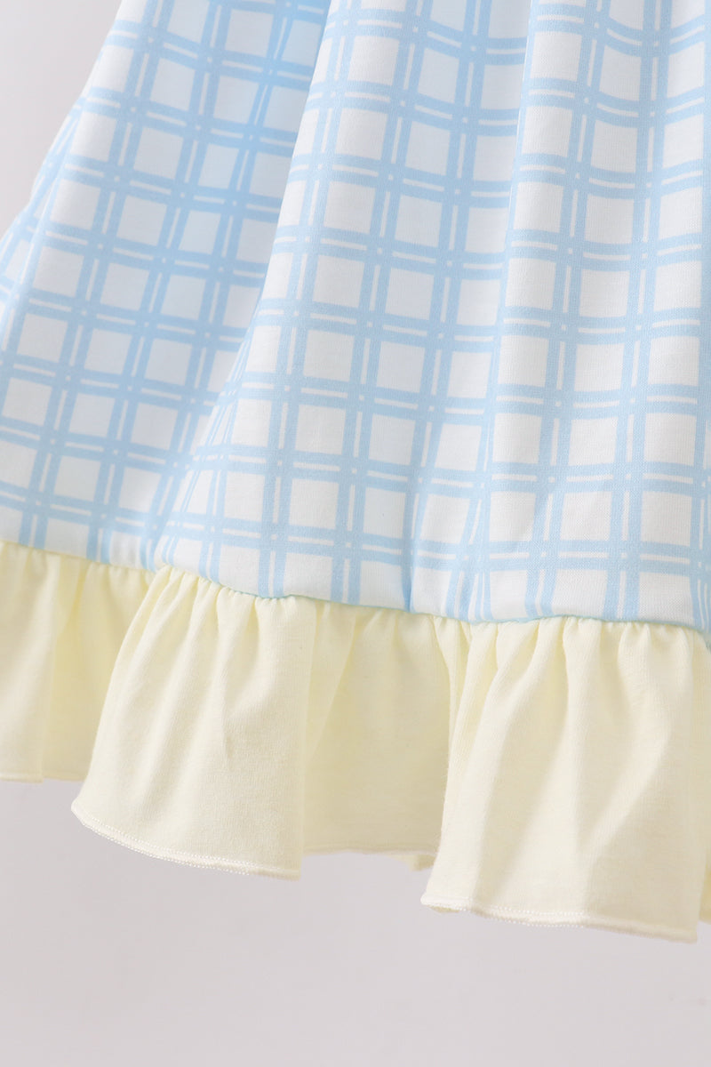Yellow crab smocked gingham ruffle dress