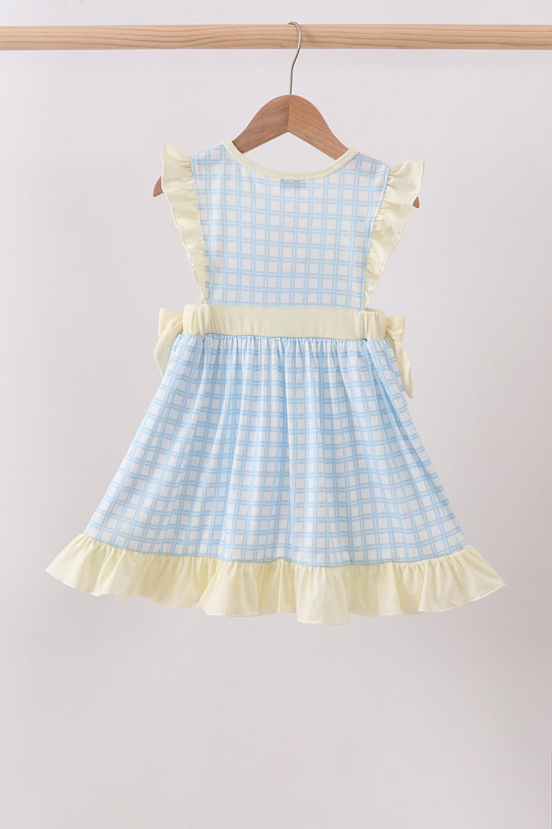 Yellow crab smocked gingham ruffle dress