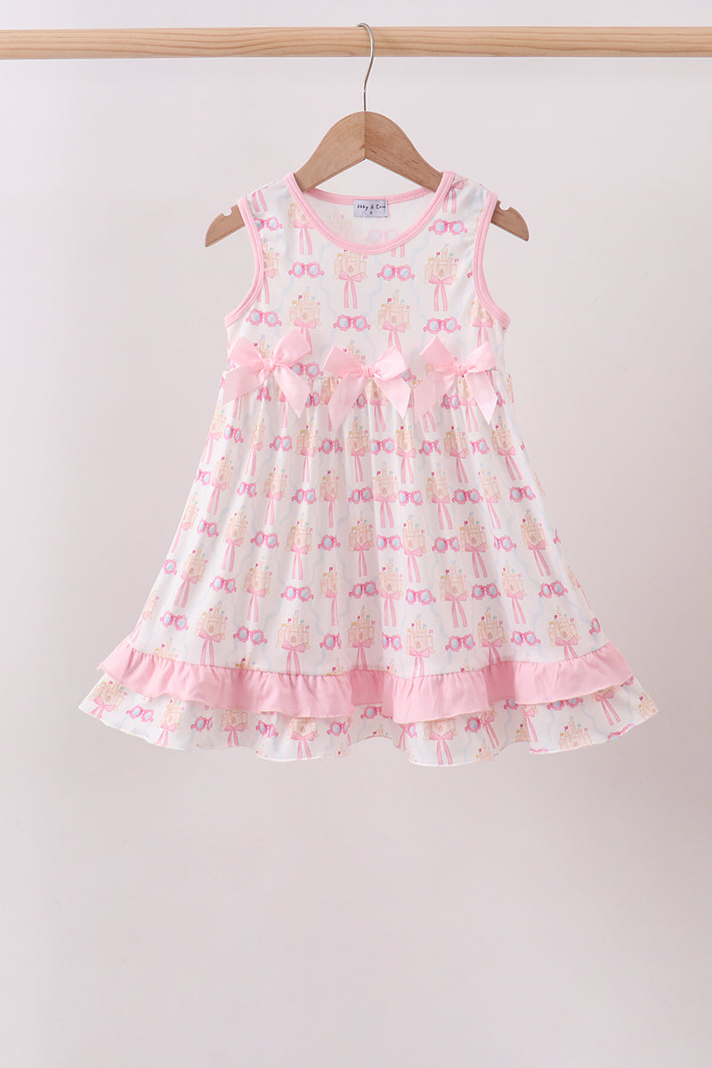 Pink bow castle ruffle dress