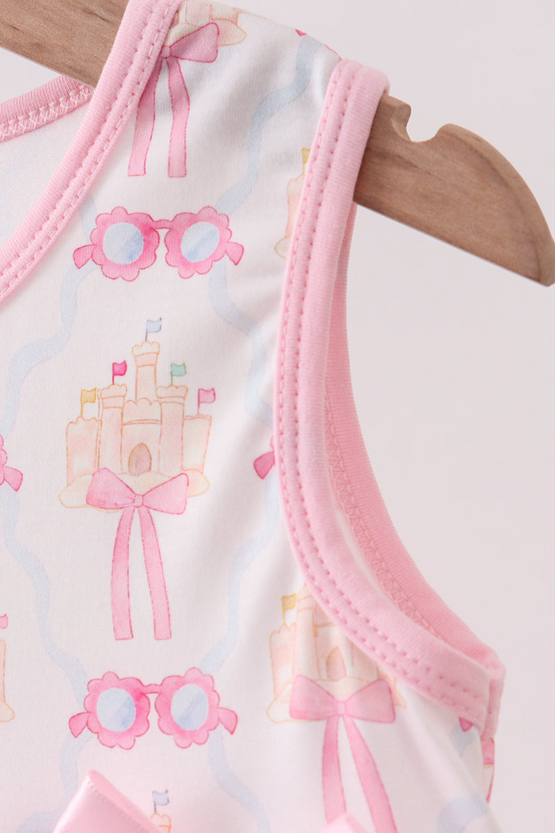 Pink bow castle ruffle dress