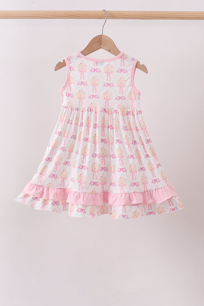 Pink bow castle ruffle dress