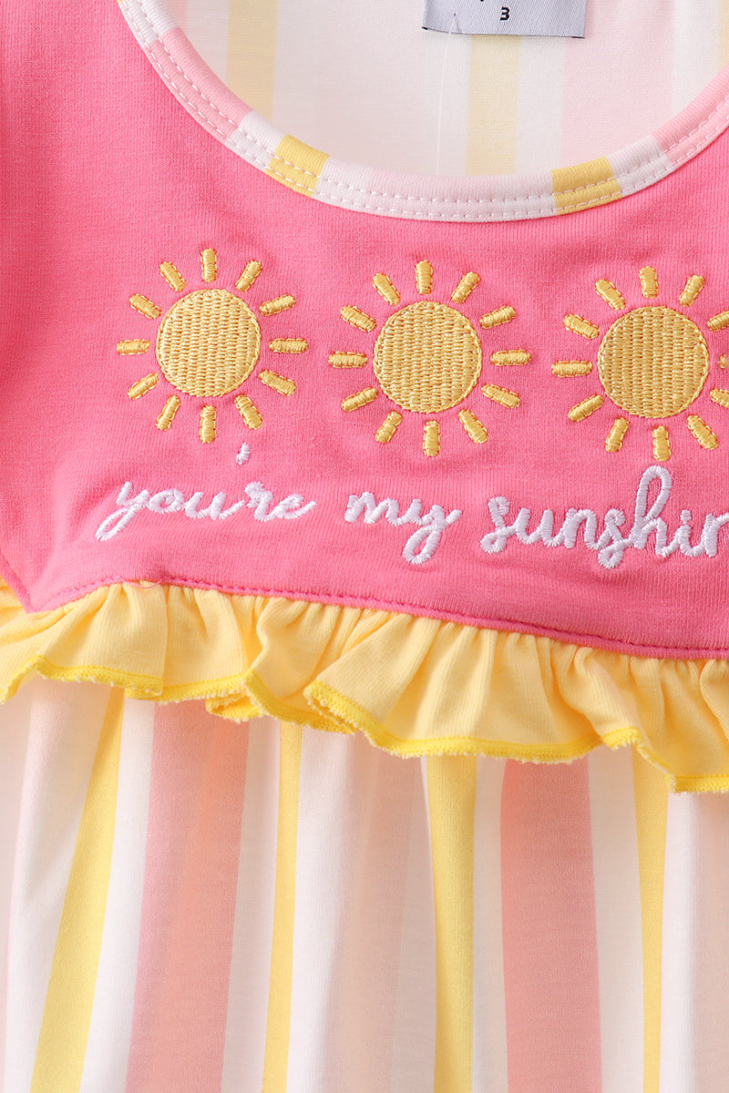 You're my sunshine embroidery Stripe Dress