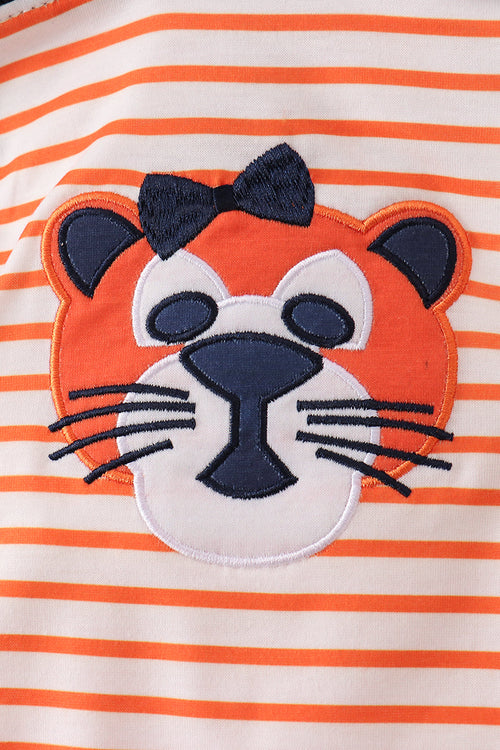 AU Tiger Applique Ruffle Stripe Bubble