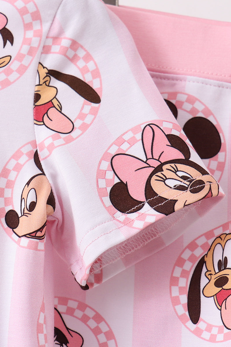 Pink character bamboo pajama set