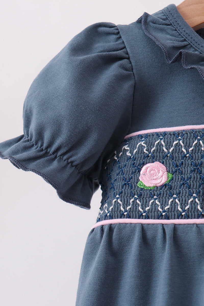 Garden Rose Smocked Ruffle Bubble