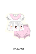 Pink Prayer Embroidery Ruffle Bloomer Set