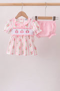 Pink Pumpkin Embroidery Ruffle Bloomer Set