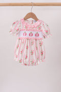 Pink Pumpkin Embroidery Floral Ruffle Bubble