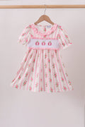 Pink Pumpkin Embroidery Ruffle Dress