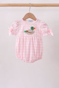 Pink Mallard Applique Gingham Bubble