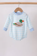 Blue Mallard Applique Gingham Bubble