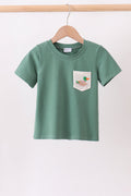 Green Mallard Embroidery Pocket Top