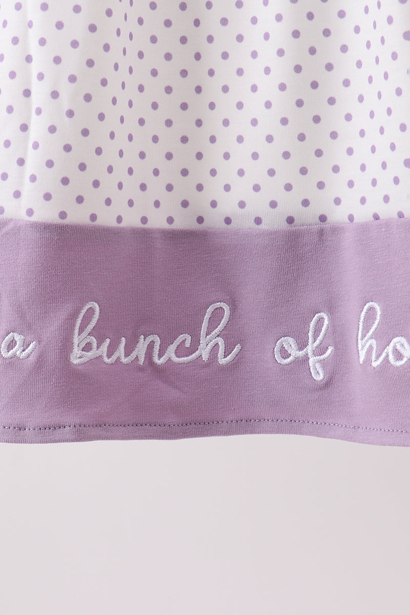 Purple Hocus pocus french knot ruffle dress