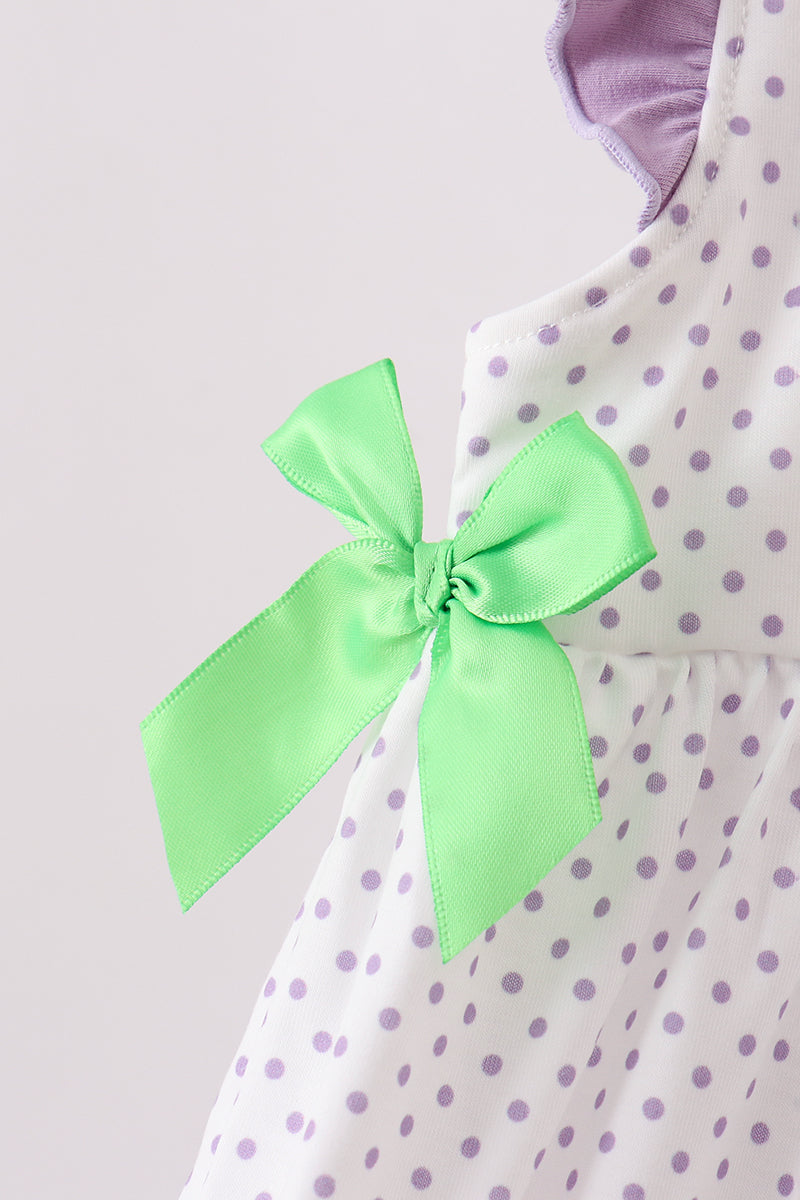 Purple Hocus pocus french knot ruffle dress