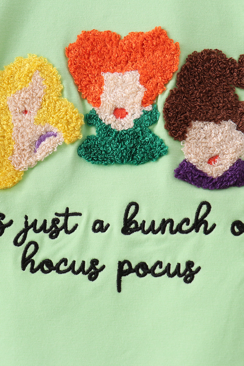 Green Hocus pocus french knot pants set