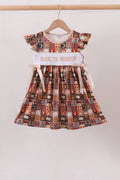 Brown Made to Worship Embroidery Ruffle Dress