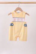 Mustard Pumpkin Embroidery Gingham Jon Jon