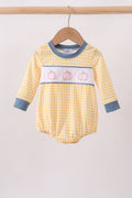 Mustard Pumpkin Embroidery Gingham Bubble
