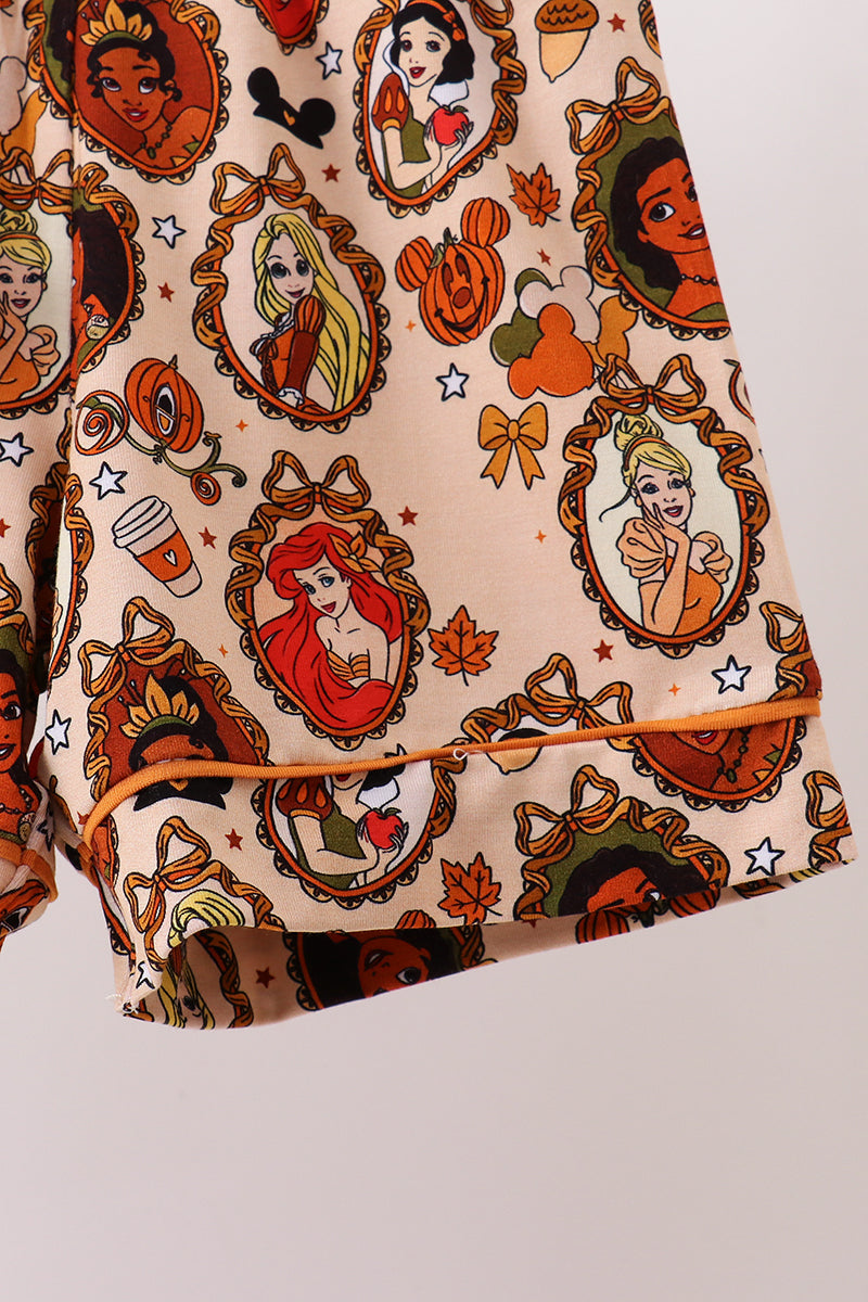 Orange princess bamboo pajama set