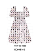 Pink Cat Print Mom Dress