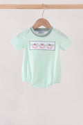 Green Pumpkin Embroidery Gingham Bubble