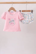 Pink Piggy Applique Bloomer Set