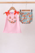 Pink Jack-O-Lantern Applique Bloomer Set
