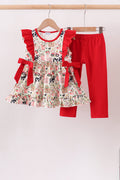 Maroon Farmland Ruffle Pants Set