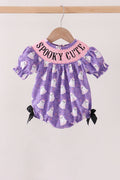 Purple Spooky cute Smocked Bubble