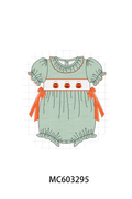 Green Pumpkin Smocked Ruffle Bubble