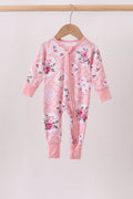 Pink Floral Bamboo Zipper Romper