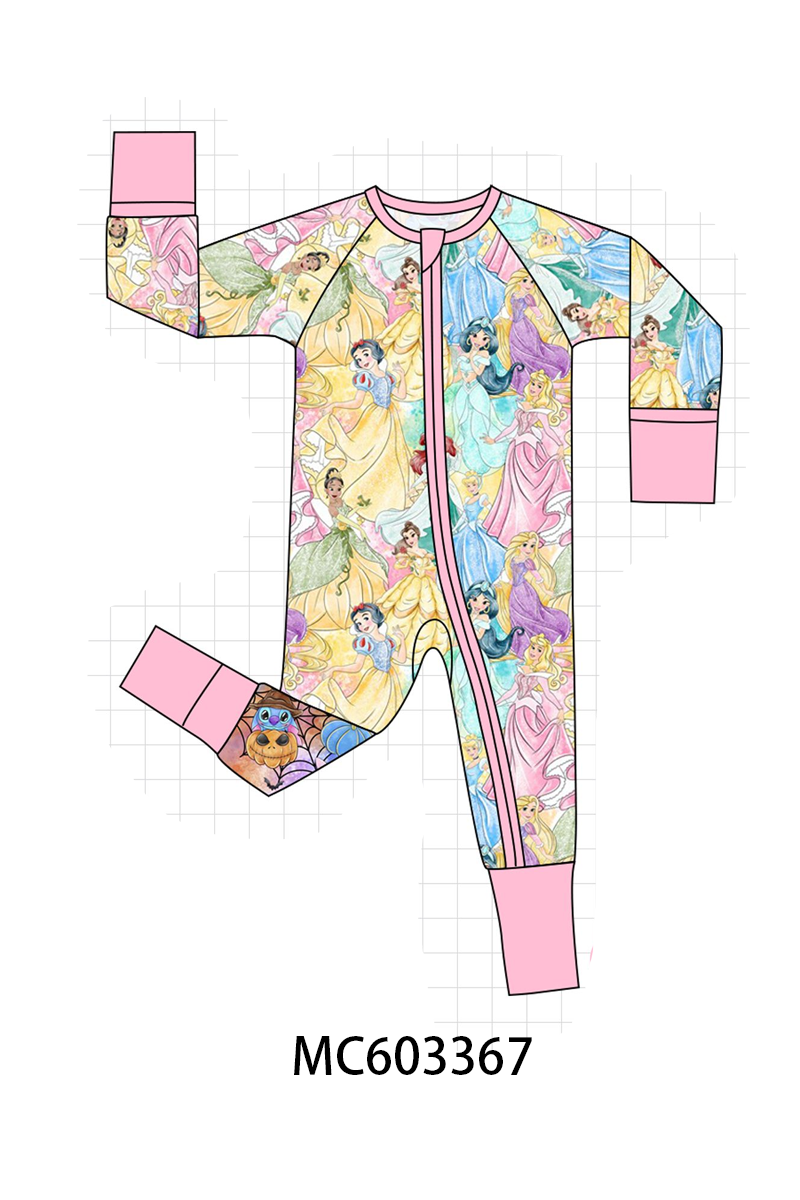 Pink Princess Bamboo Zipper Romper