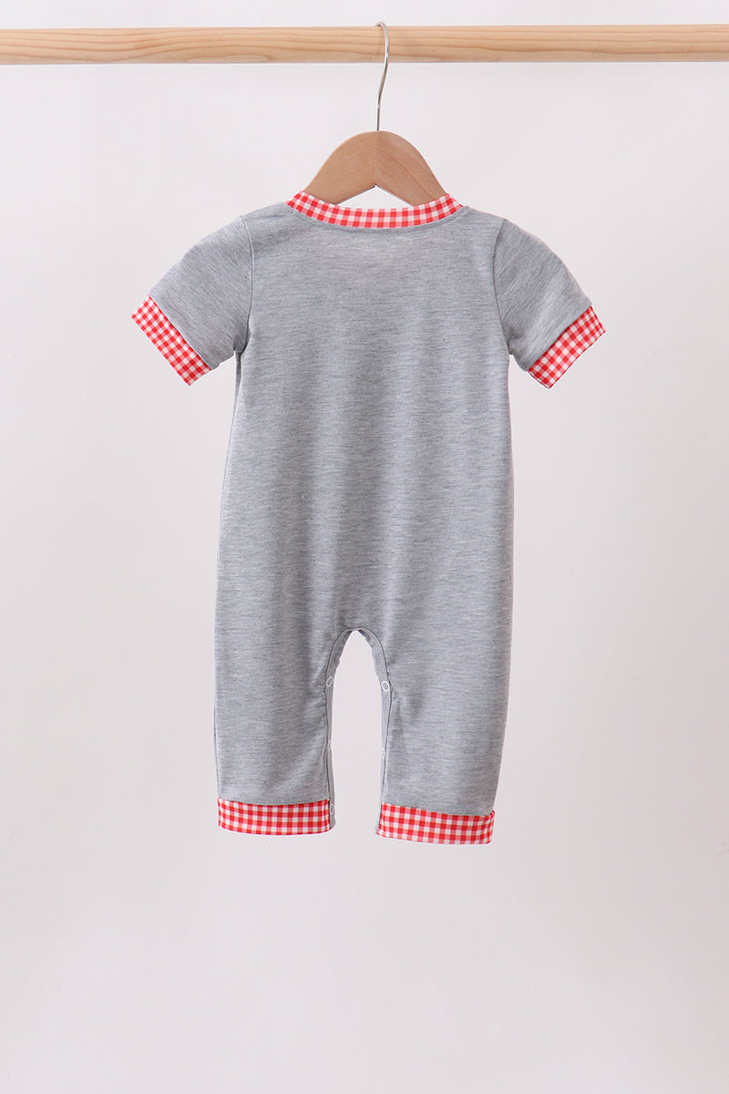 Grey character embroidery romper