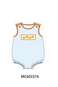 Blue Gingham Candy Corn Embroidery Bubble