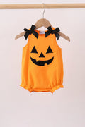 Orange Jack-O-Lantern  Applique Bow Bubble