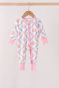 Pink Pumpkin Bow Bmaboo Zipper Romper