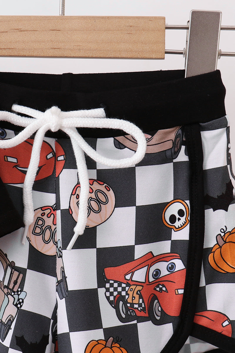 Black Racing Bamboo Shorts Set