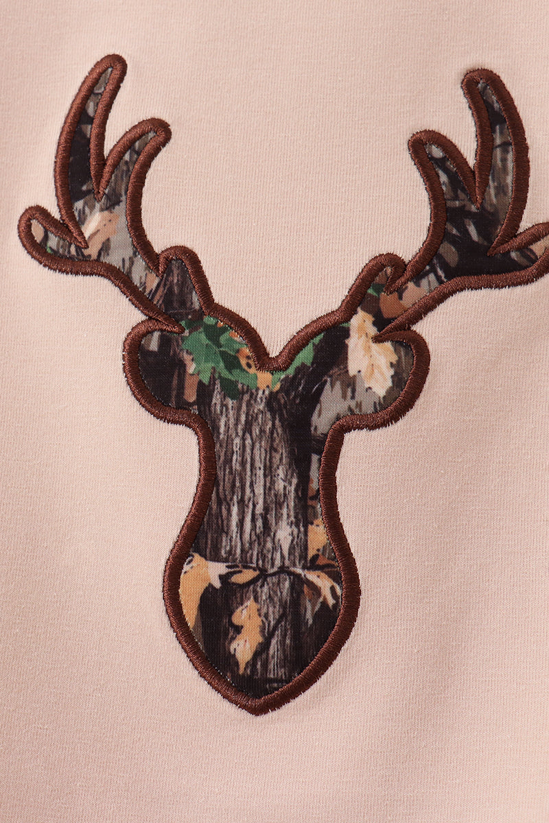 Gray Deer Applique Pants Set